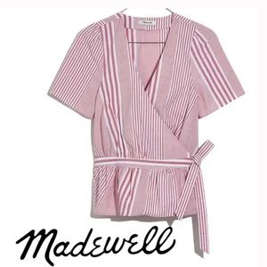 Madewell Women’s Ruffle-Hem Wrap Top in Stripe